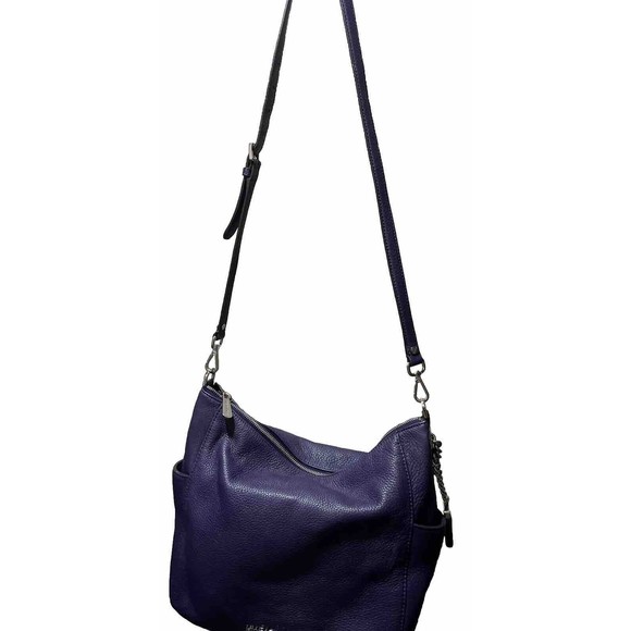 MICHAEL MICHAEL KORS Chain-Link Purple Leather, Silver Tone Hardware HOBO EUC - Picture 7 of 13